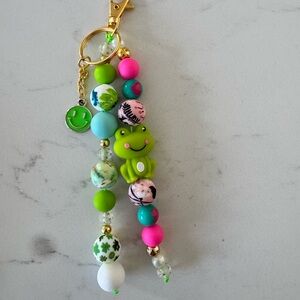 Colorful Beaded Frog Keychain